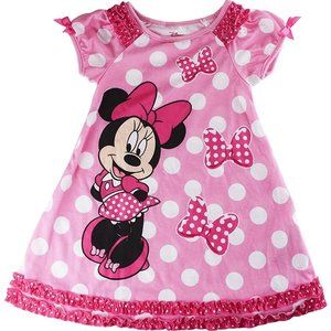 Disney Minnie Mouse Nightgown Pink Polka NWT